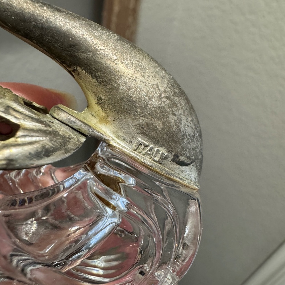 Pair of Italian vintage glass swan salt cellars with silver articulated wings - Picture 7 of 7